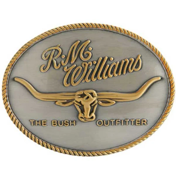 R.M.Williams Nickel & Brass Buckle – Signature Australian Style