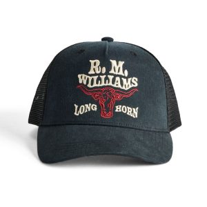 Alternative view of R.M.Williams RMW Longhorn Trucker Cap - Black Wash