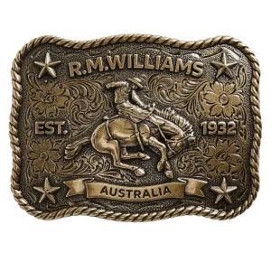 RM Williams Cloudbuster Trophy Buckle - Antique Brass