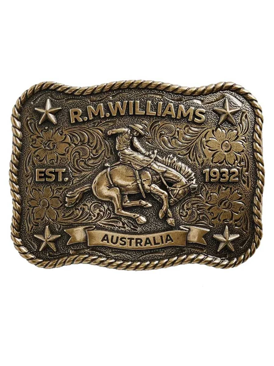 RM Williams Cloudbuster Trophy Buckle - Antique Brass