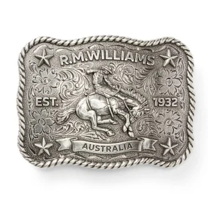 RM Williams Cloudbuster Trophy Buckle – Antique Silver